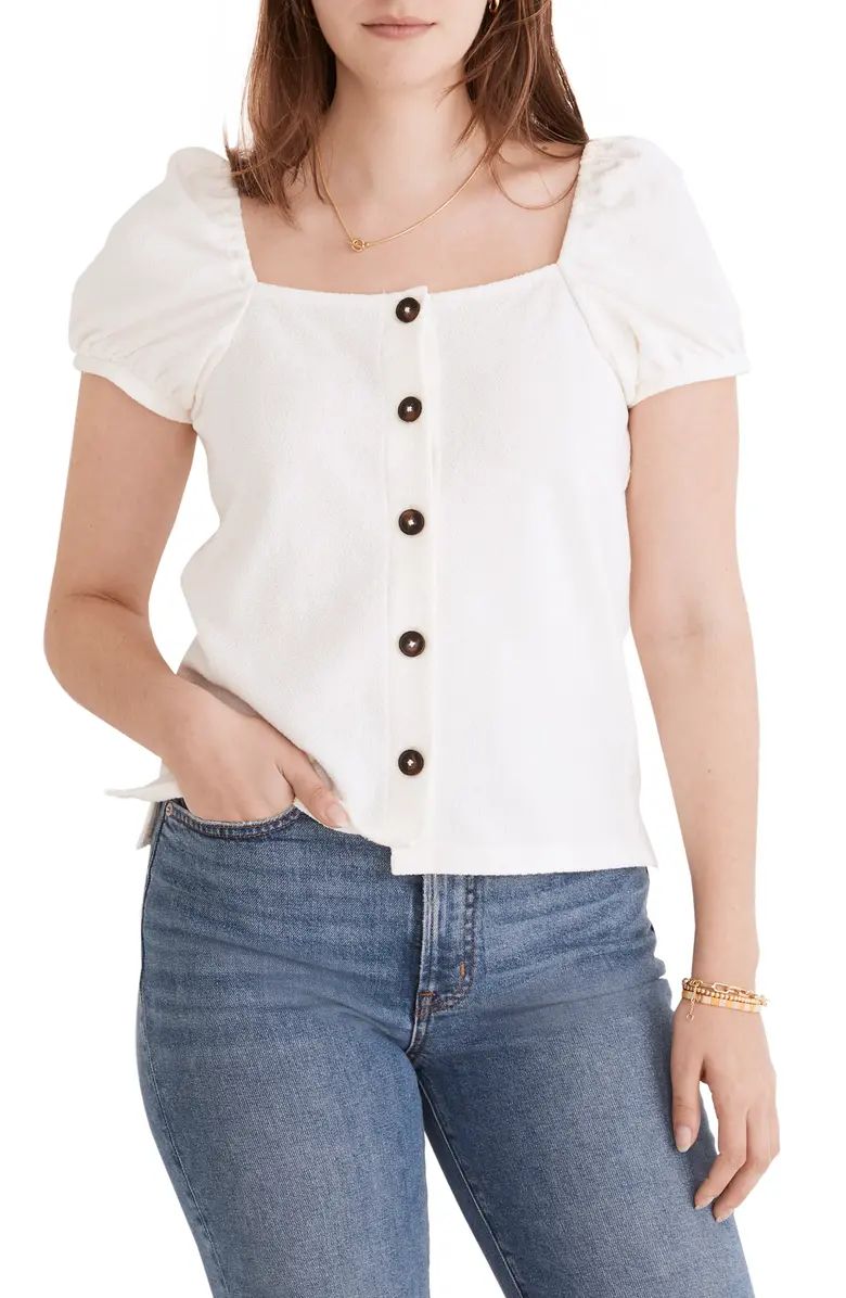 Women's Jacquard Square Neck Puff Sleeve Top | Nordstrom
