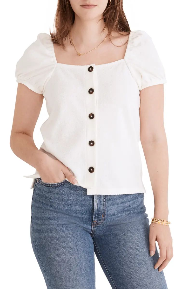 Madewell Women's Jacquard Square Neck Puff Sleeve Top | Nordstrom | Nordstrom