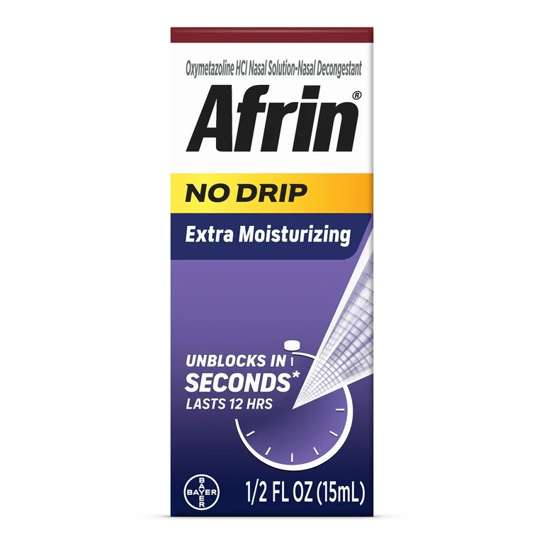 Afrin No Drip Extra Moisturizing 12 Hour Nasal Congestion Relief Spray, 1-15 ml Bottle | Walmart (US)