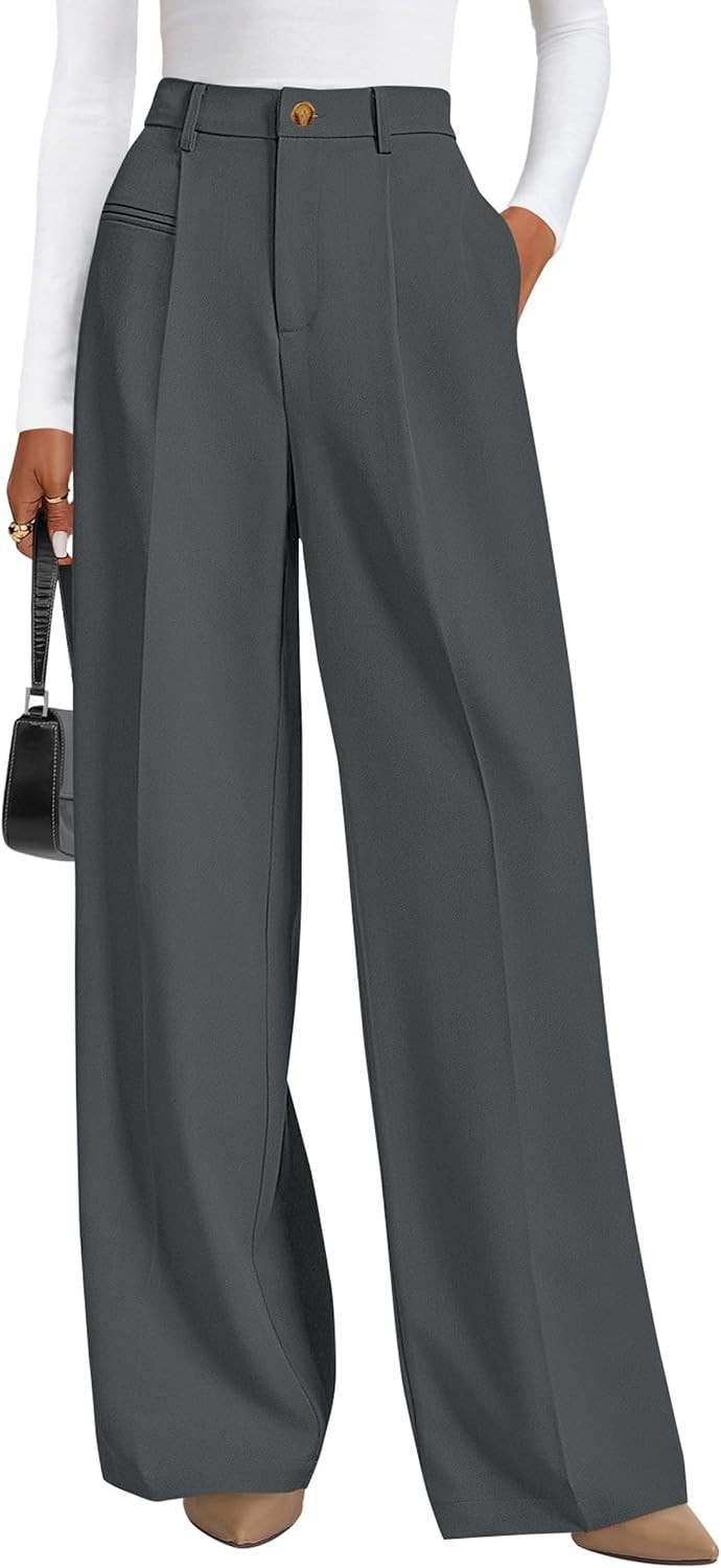 PRETTYGARDEN Women's Tailored Wide Leg Work Dress Pants | Amazon (US)
