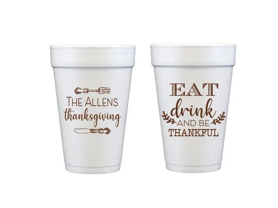 Eat Drink and Be Thankful Thanksgiving Cups Personalized | Etsy | Etsy (US)