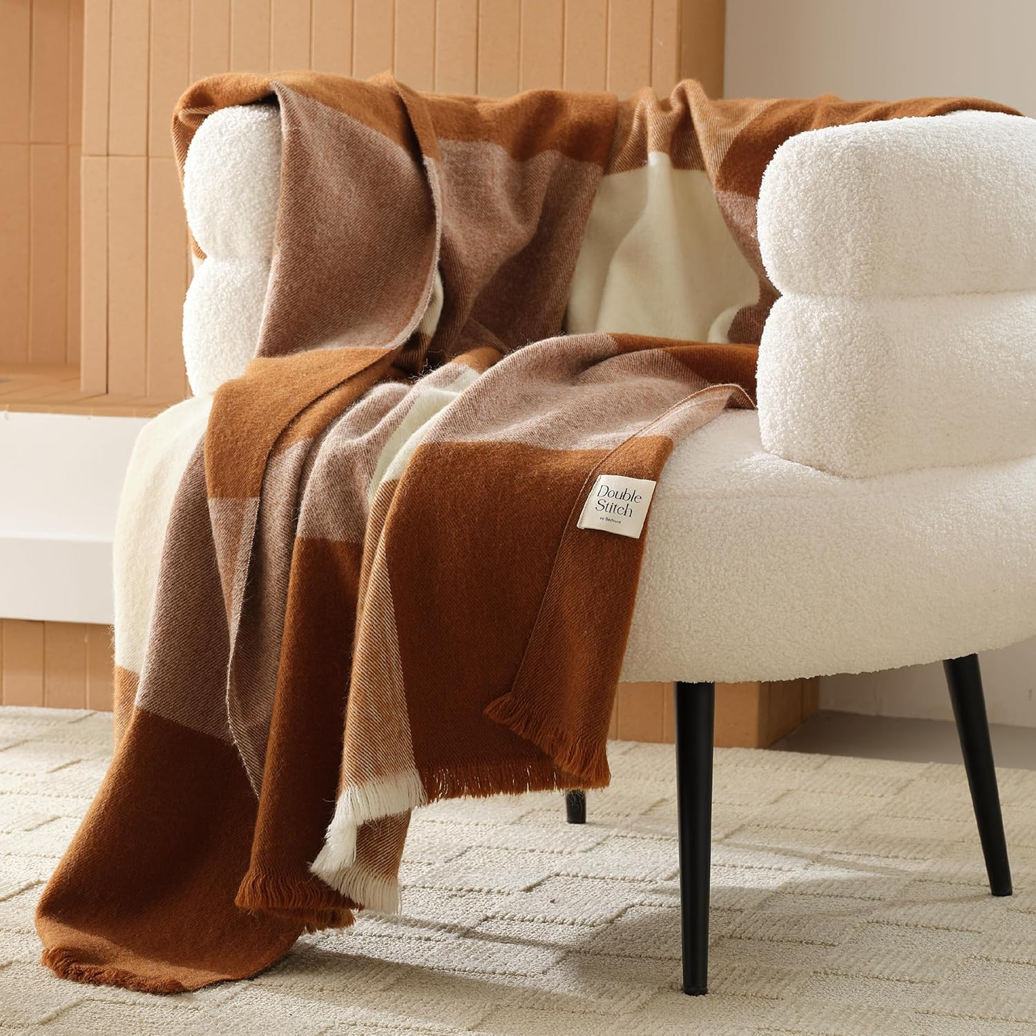 Double Stitch Alpaca Wool Throw Blanket - Warm, Soft Blanket for Couch, Luxury & Decorative Fleec... | Amazon (US)