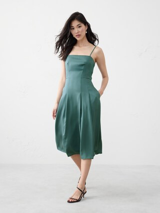 Satin Strappy Midi Dress | Banana Republic Factory