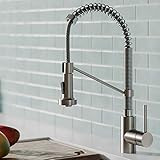 KRAUS Bolden Commercial Style Pull-Down Single Handle 18-Inch Kitchen Faucet in Brushed Brass, KP... | Amazon (US)