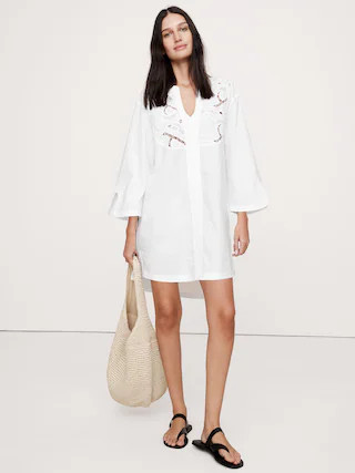 Embroidered Cotton Poplin Kaftan | Banana Republic (CA)