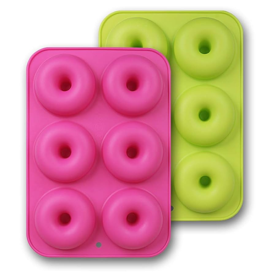 homEdge Silicone Donut Molds, 2-Pack of Non-Stick Food Grade Silicone Pans for Doughnut Baking ... | Amazon (US)