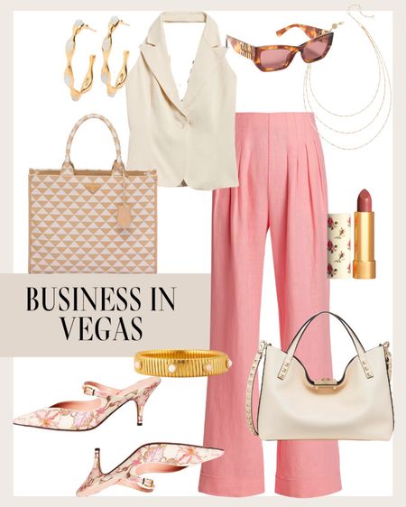 Need an outfit for business in Vegas? I love how this outfit is fun and playful while still remaining professional and put together.  

Linen pants, vest, lipstick, sunglasses, spring outfit, summer outfit, casual, workwear 

#LTKshoecrush #LTKstyletip #LTKover40