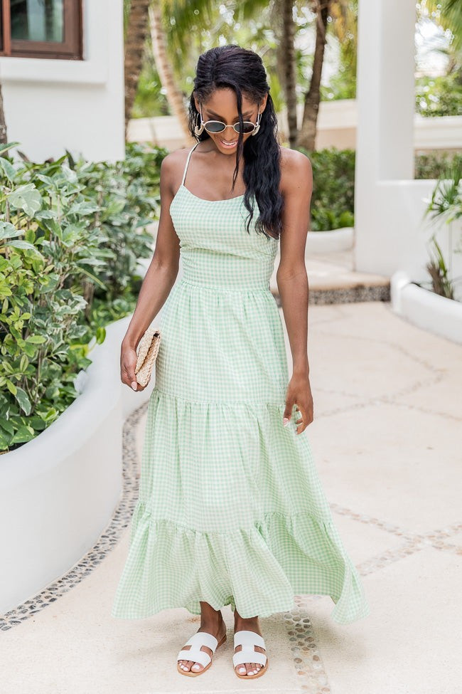 Conventional Love Green Gingham Maxi Dress | Pink Lily