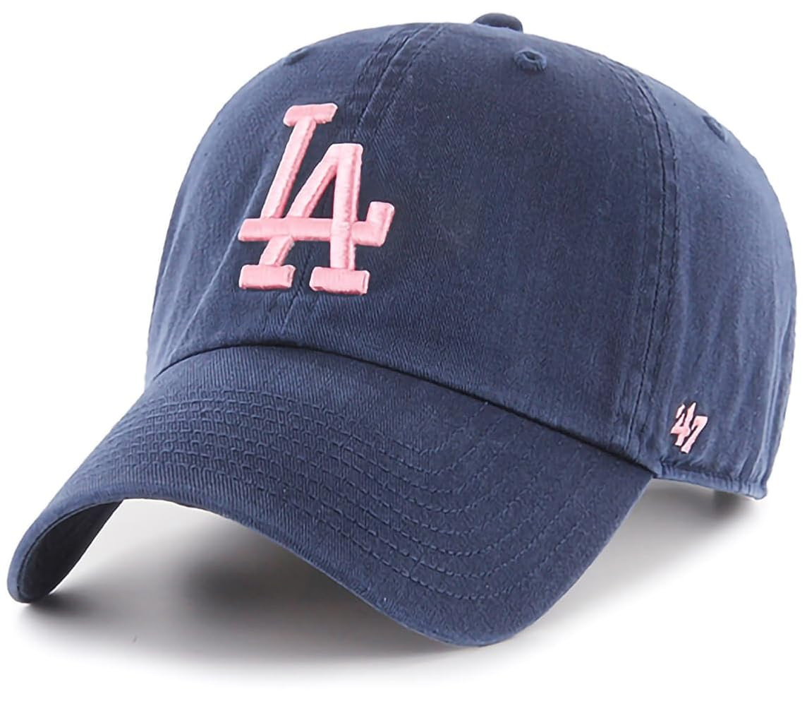 47 MLB Navy Pink Primary Logo Clean Up Adjustable Hat Cap, Adult One Size | Amazon (US)