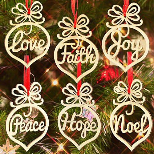18 Pieces Christmas Wooden Hollow Ornament Tree Decorations Wooden Hollow Letter Religious Christ... | Amazon (US)