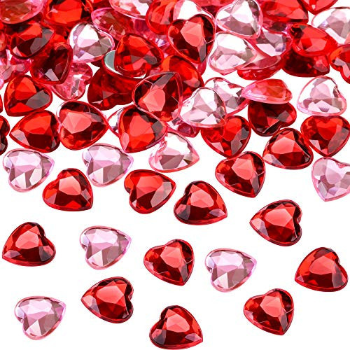 CHENGU Valentines Day Acrylic Heart 3D Acrylic Heart Rhinestones Flat Red and Back Galentines Day Decorations Wedding Table Scatter Decoration for DIY Crafts Jewelry Making, 0.5 Inch | Amazon (US)