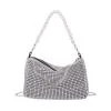 Yucurem Fashion Solid Rhinestone Handbag Pearl Chain Portable Shoulder Bag (Silver) | Walmart (US)