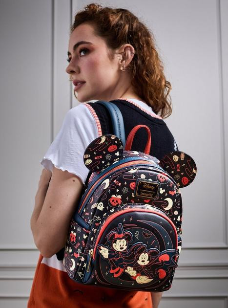 Loungefly Disney Mickey & Minnie Halloween Ears Glow-in-the-Dark Mini Backpack - BoxLunch Exclusi... | BoxLunch