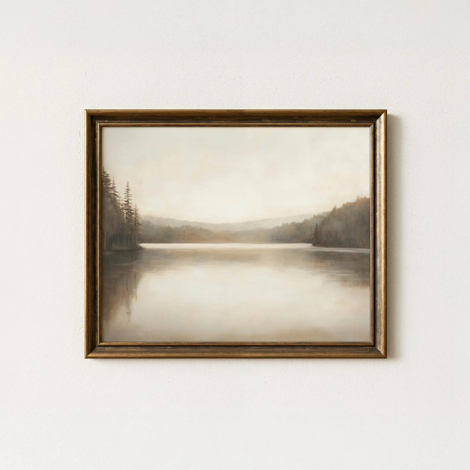 Misty Autumn Lake Art Print: Vintage Landscape Painting (digital Download - Etsy | Etsy (US)