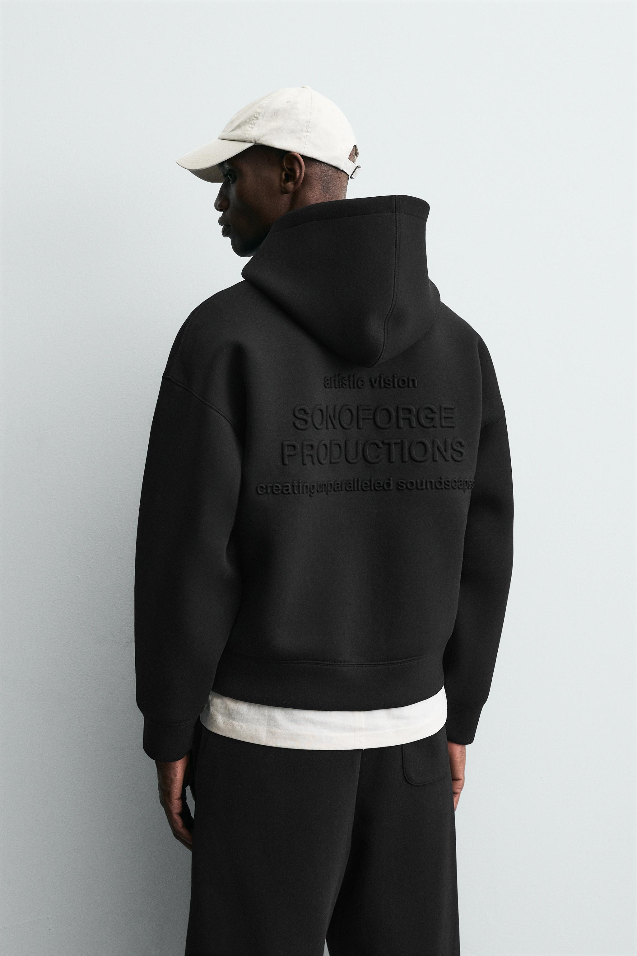 RAISED TEXT NEOPRENE EFFECT SWEATSHIRT | Zara US
