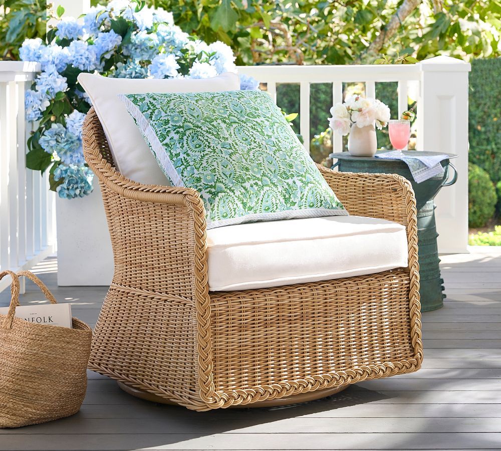 Westport Wicker Swivel Outdoor Lounge Chair | Pottery Barn (US)