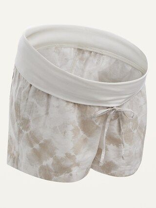 Maternity Rollover-Waist Tie-Dye Linen-Blend Shorts -- 4-inch inseam | Old Navy (US)