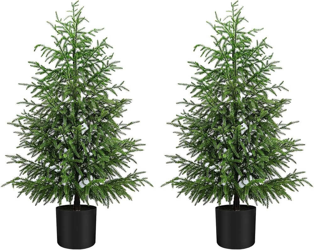 4FT Norfolk Pine Christmas Tree Real Touch Faux Holiday Tree with Black Pot, Realistic Indoor Dec... | Amazon (US)