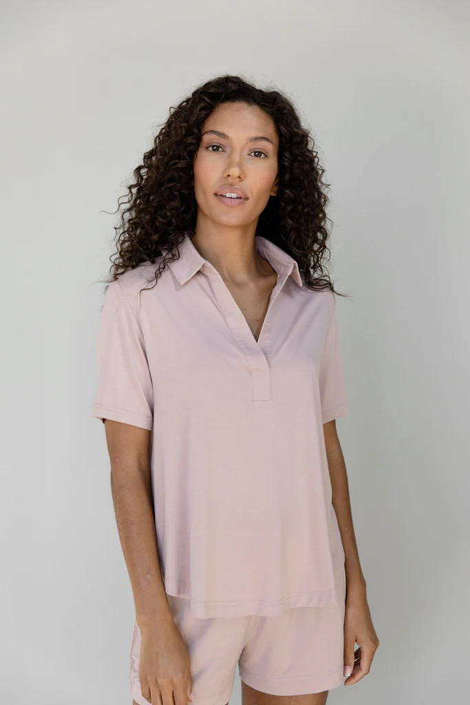 Stretch Knit Bamboo Short Sleeve Polo | Cozy Earth