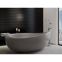 71"" X 43"" Large Gray Modern Freestanding Oval Bathtub - Made With Solid Surface, Minimalist Design | Etsy (US)