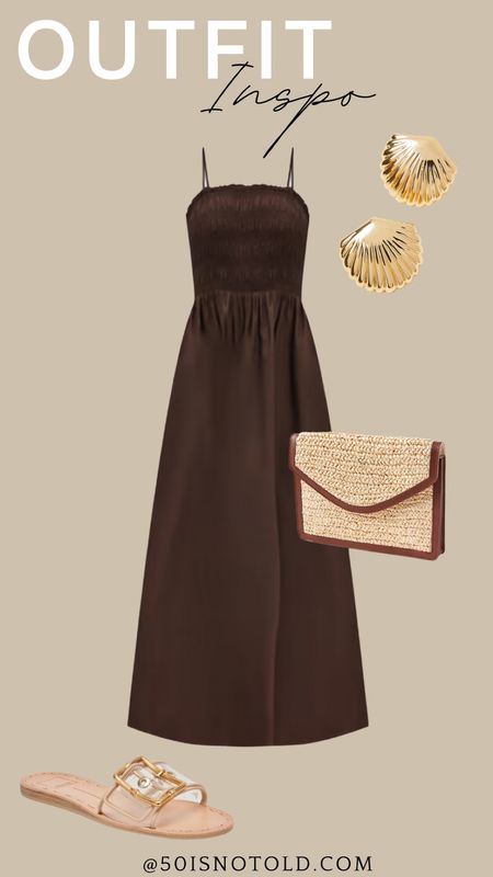 This gorgeous chocolate brown maxi dress is a must have! I absolutely love this styled for Summer with clear sandals and  seashell earrings. This dress will be perfect for Fall too! Vacation style | graduation 

#LTKShoeCrush #LTKStyleTip #LTKWedding