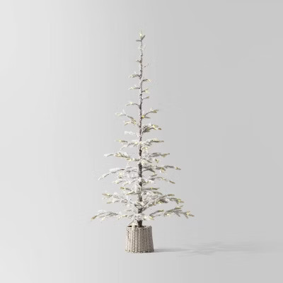 Pre-lit Flocked Balsam Fir Artificial Christmas Tree with Basket Base Warm White LED Lights - Won... | Target