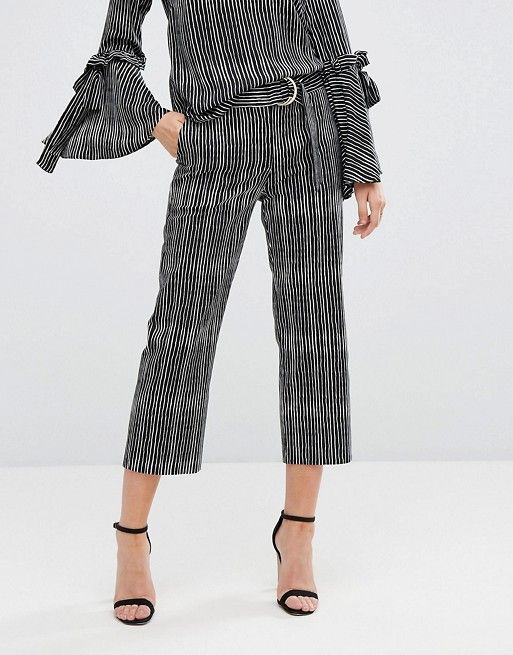 Closet London Stripe Tailored Pants with D Ring Belt | ASOS US