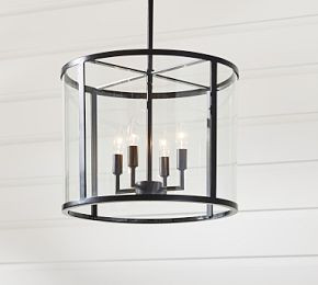 Manor Outdoor Round Glass & Iron Pendant | Pottery Barn (US)