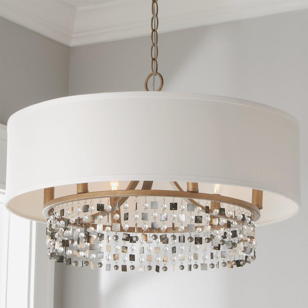 Shell and Crystal Drum Shade Chandelier | Shades of Light