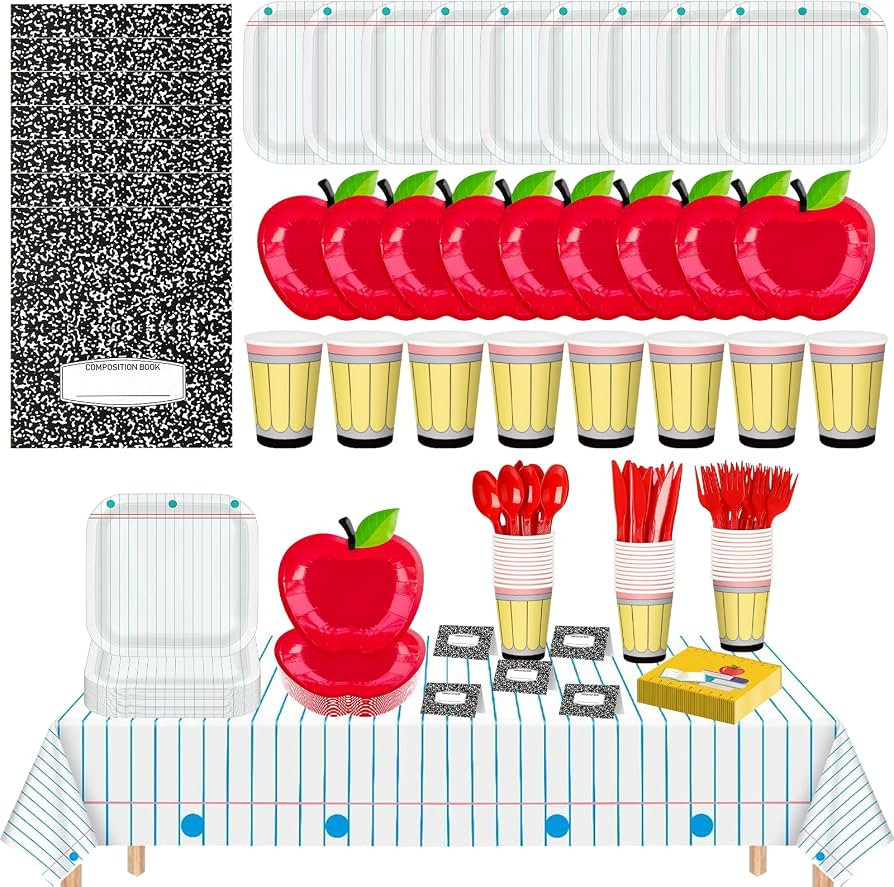 152 Pcs/25 Set Back to School Party Decoration Tableware Tablecloths Set | Amazon (US)