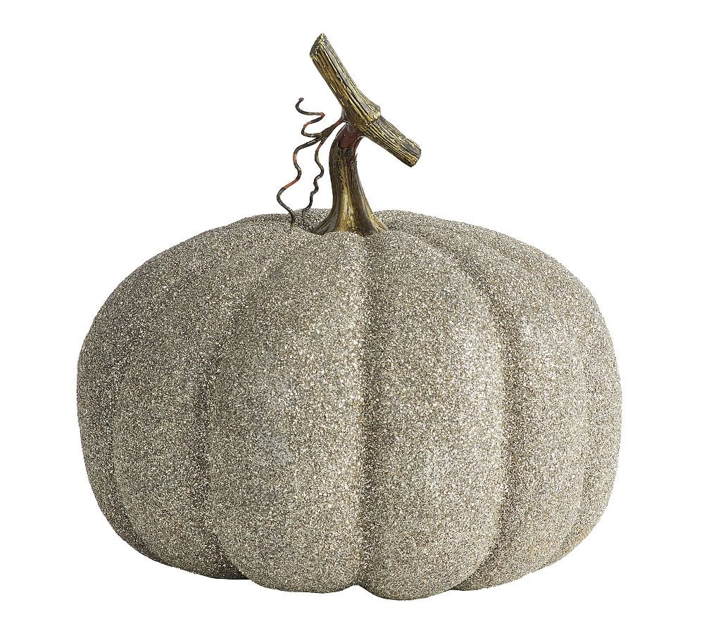 German Glitter Pumpkins, Silver - Large | Pottery Barn (US)