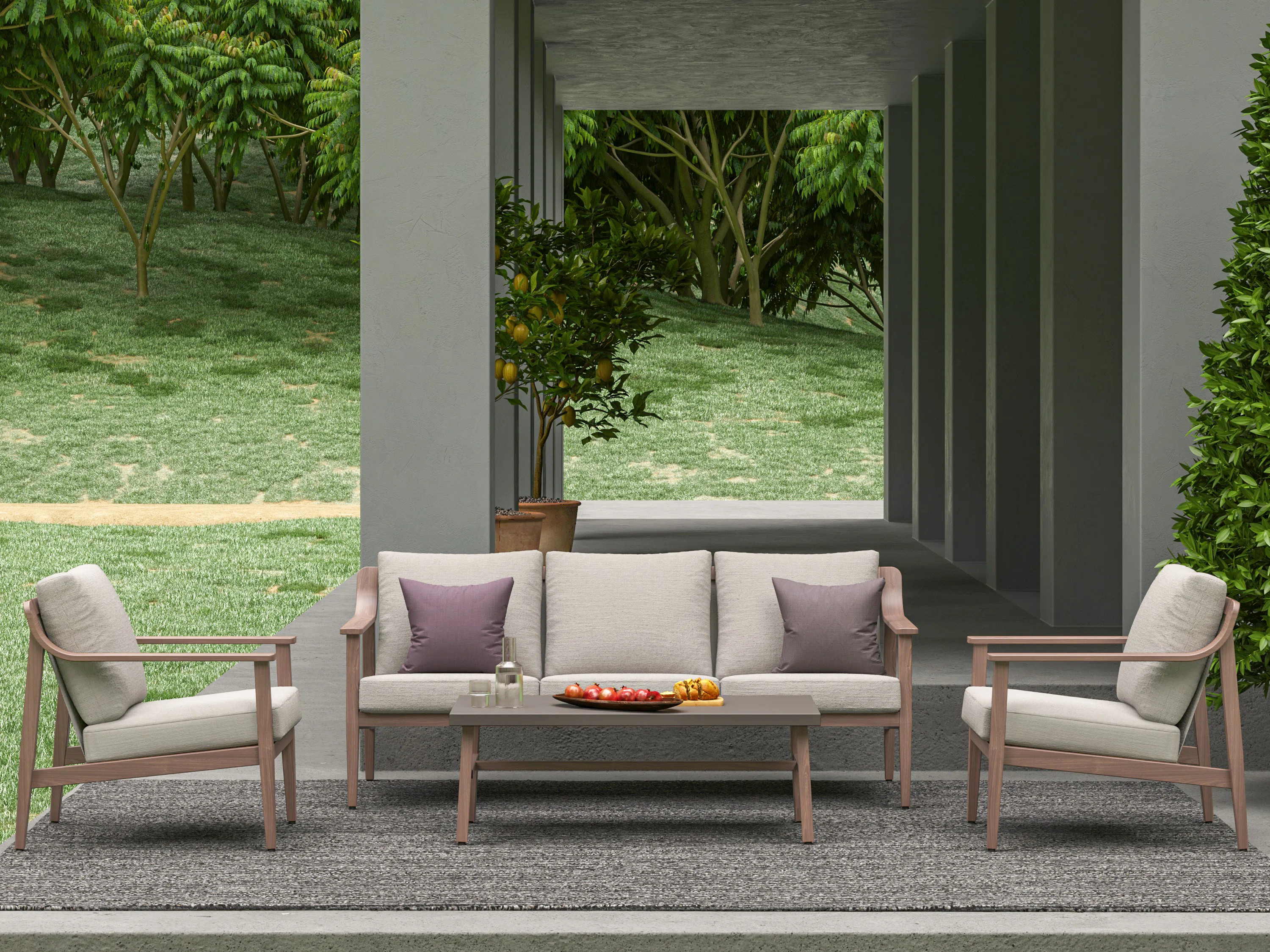 Red Barrel Studio® Willich Metal 5 - Person Outdoor Seating Group with Olefin Cushions & Reviews... | Wayfair North America