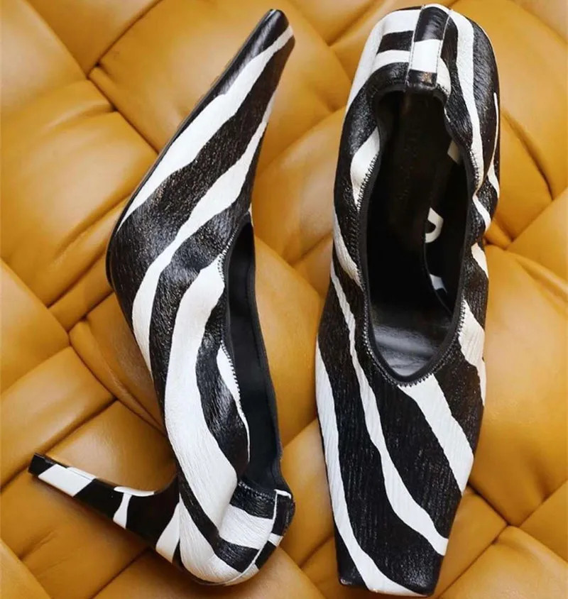 UVRCOS Runwy Poined Toe Black White Striped High Heel Women Shoes High Quality Zebra Printed Offi... | AliExpress (US)