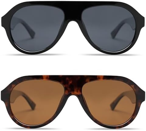 VANLINKER Retro Aviator Polarized Sunglasses for Men Women Trendy 70s Vintage Plastic Frame Sun G... | Amazon (US)