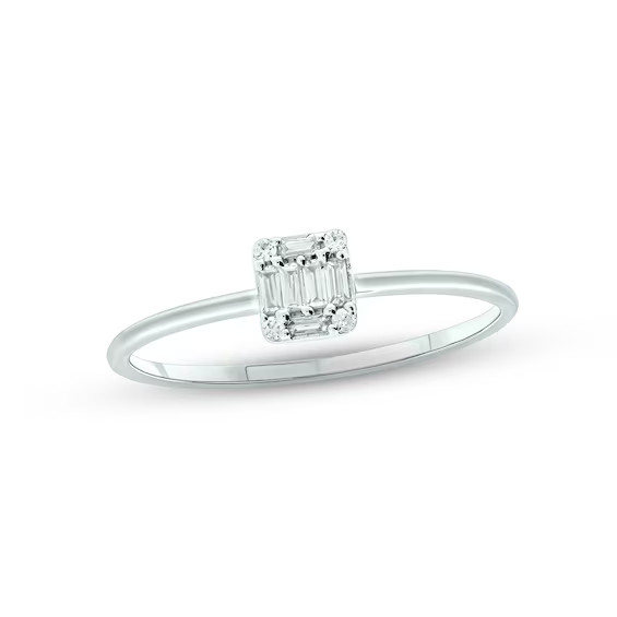 Diamond Promise Ring 1/10 ct tw Baguette & Round-cut 10K White Gold | Kay Jewelers
