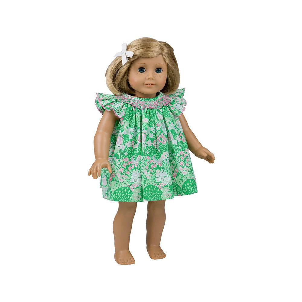 Dolly's Angel Sleeve Sandy Smocked Dress - Belmont Blooms with Hamptons Hot Pink | The Beaufort Bonnet Company