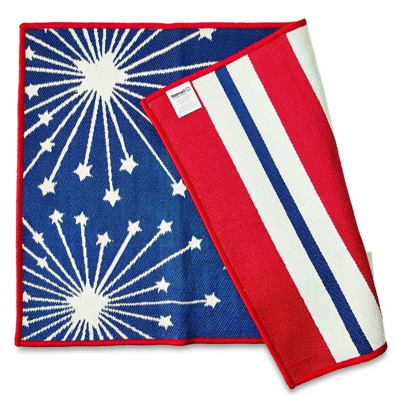 Patriotic Red, White & Blue Reversible Accent Rug Decoration by Way To Celebrate | Walmart (US)