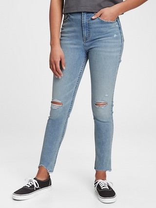 Teen Sky High Rise Skinny Ankle Jeans with Max Stretch | Gap (US)