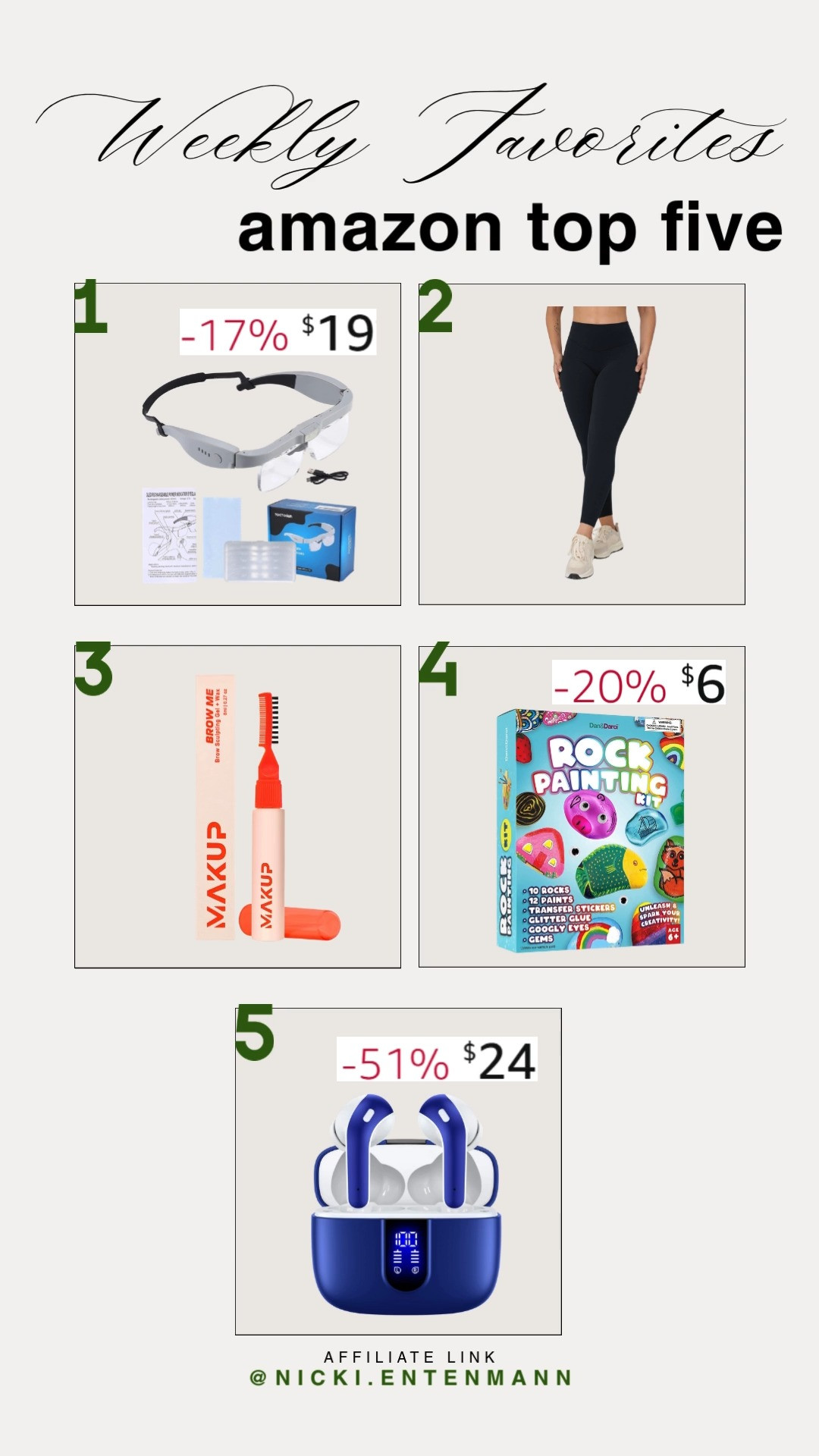 Here are my top 5 Amazon finds this week! From workout gear to fun arts and crafts, these products will keep you busy and entertained. #AmazonFinds #WeeklyFavorites #FitnessGear #ArtAndCrafts #MustHaves												 

 #LTKGiftGuide #LTKfitnessgoals #LTKHome