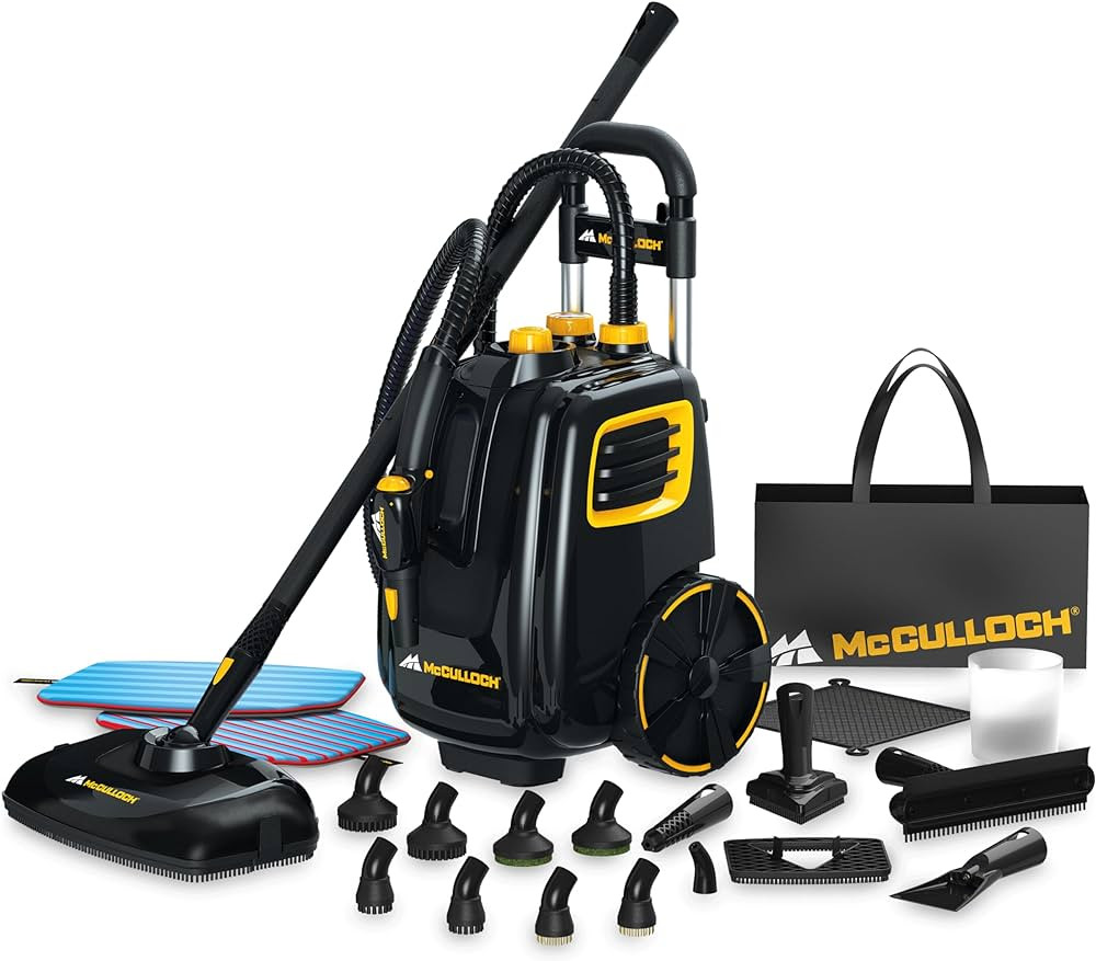 McCulloch MC1385 Deluxe Canister Steam Cleaner with 23 Accessories, Chemical-Free Pressurized Cle... | Amazon (US)
