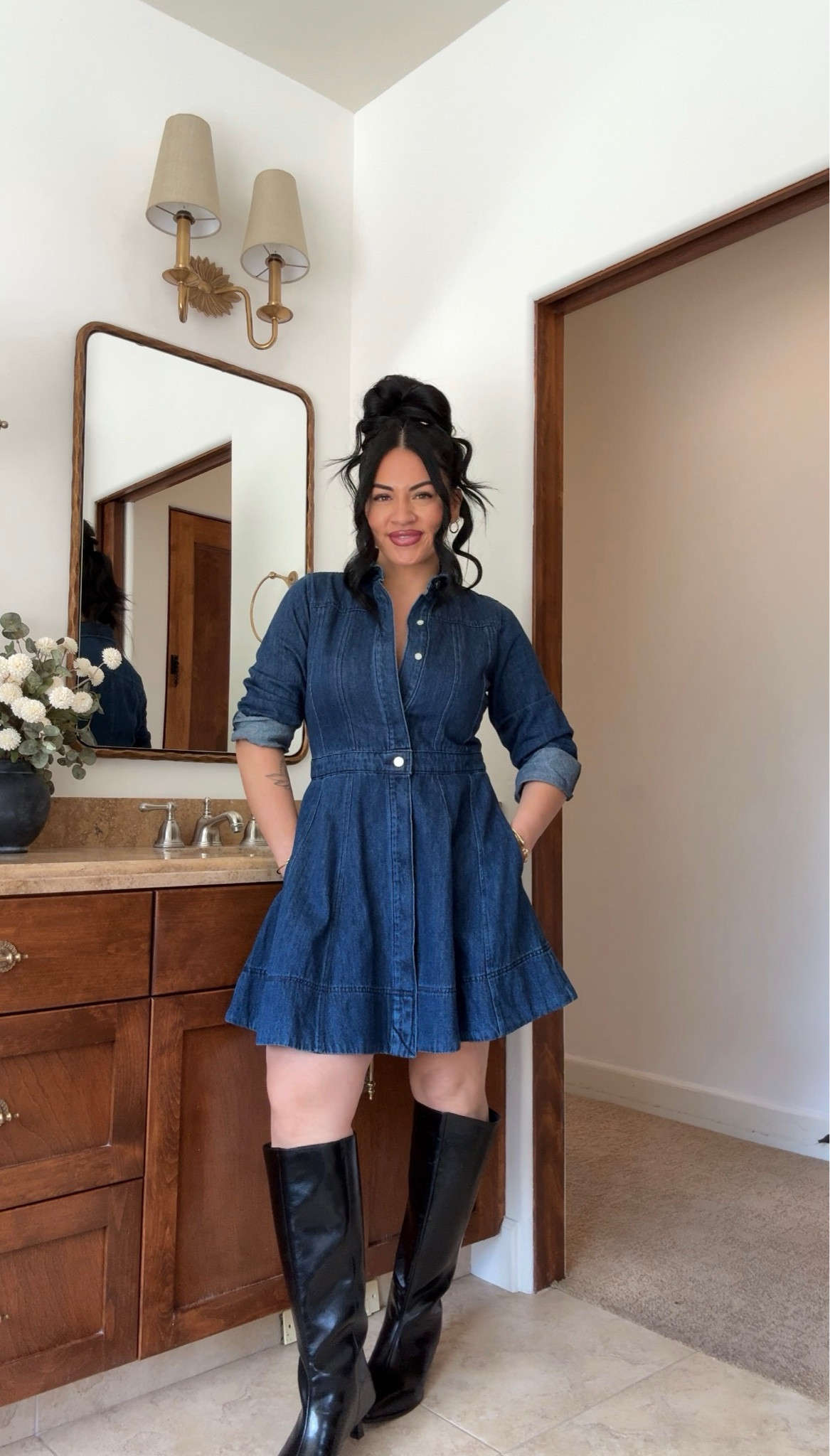 i’m a size medium in all tops, size large in jackets, size 6 in skirts, size 8 in jeans

they run a little big in my opinion! maybe one size :)

Walmart, Walmart fall arrivals, affordable Walmart fashion, affordable fashion, midsize, tori block