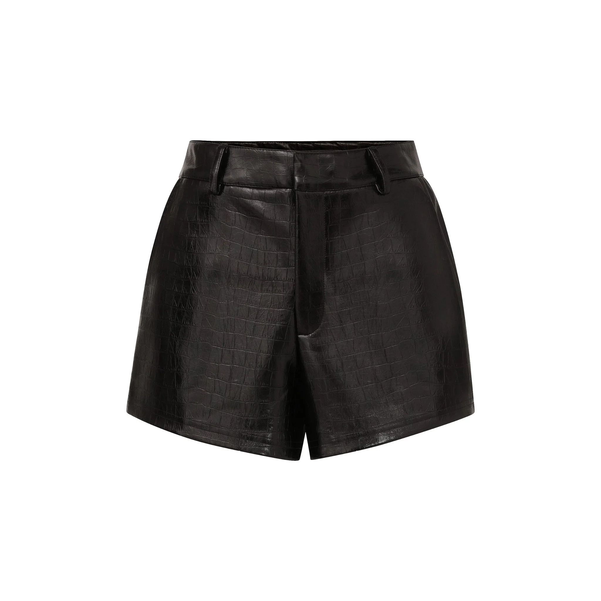Croco Faux Leather Short - Black | The Noli Shop