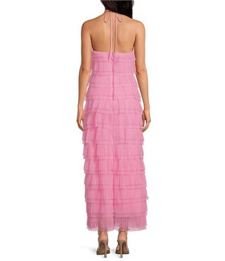 Melanie Halter Neck Sleeveless Layered Tulle Midi Dress | Dillard's