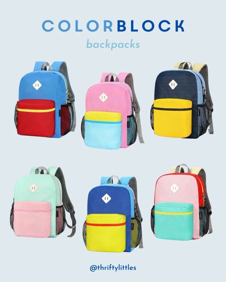 Colorblock kids’ backpacks in adorable combos!  These get amazing reviews, too! ✨ 

#LTKfindsunder50 #LTKkids