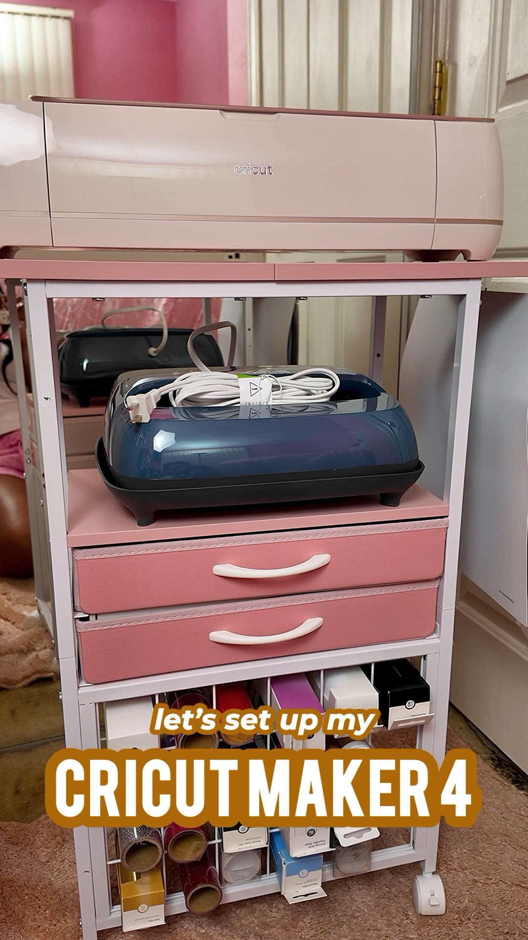 I’m in my DIY eraaaa 💖✨ I got the Cricut Maker 4 in a bundle on Amazon, and I also got the 12X10 EasyPress heat press.

I can’t wait to use these for my DIY fashion project, to make T-shirts, and do other fun DIY projects too.

Here’s how I set up my Cricut Maker 4 & organized my supplies on storage part that works perfectly in my small space.
