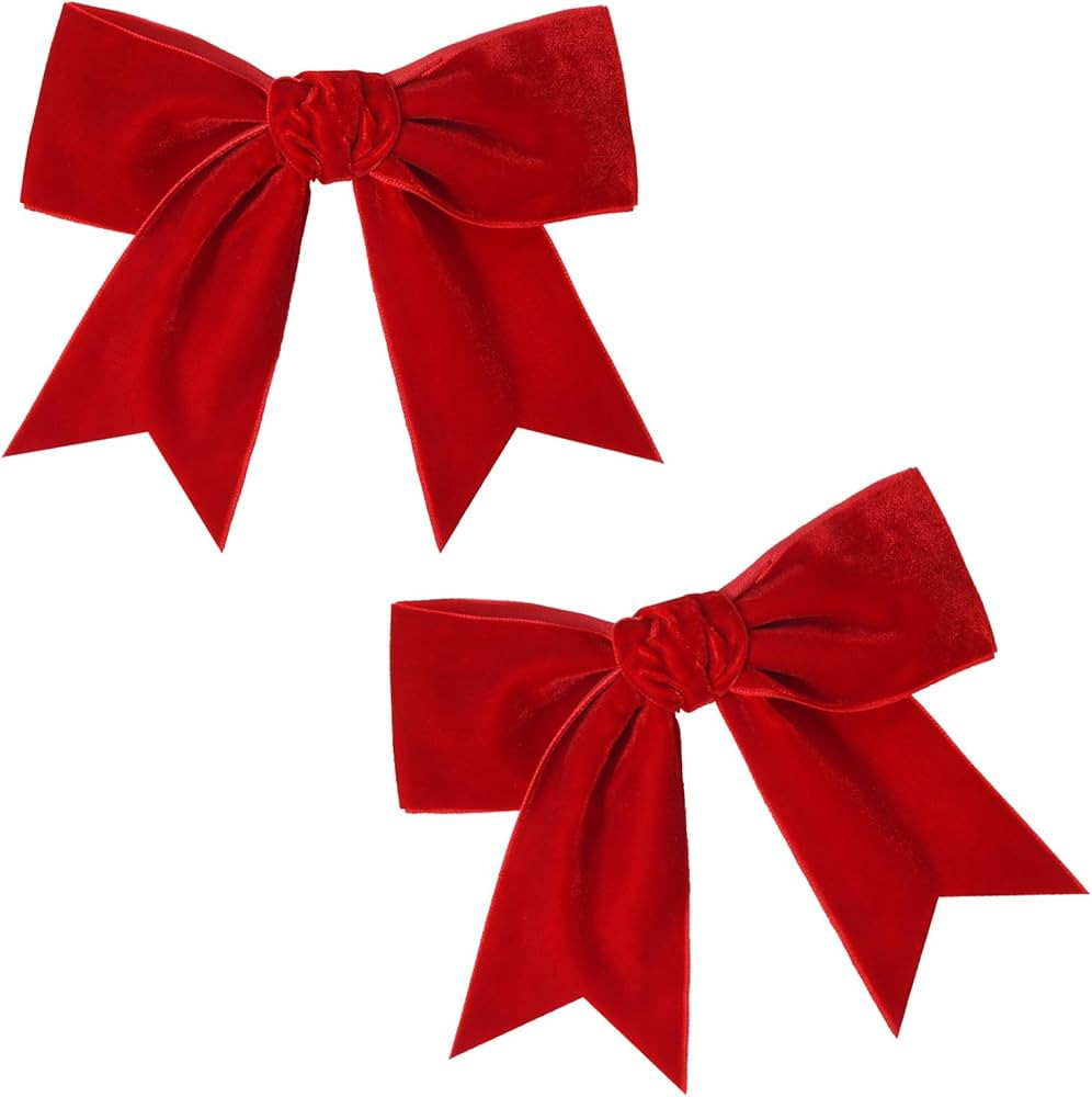 2PCS Velvet Hair Bows Ribbon Hair Clip Red Ponytail Holder Accessories Slides Metal Clips Hair Bo... | Amazon (US)