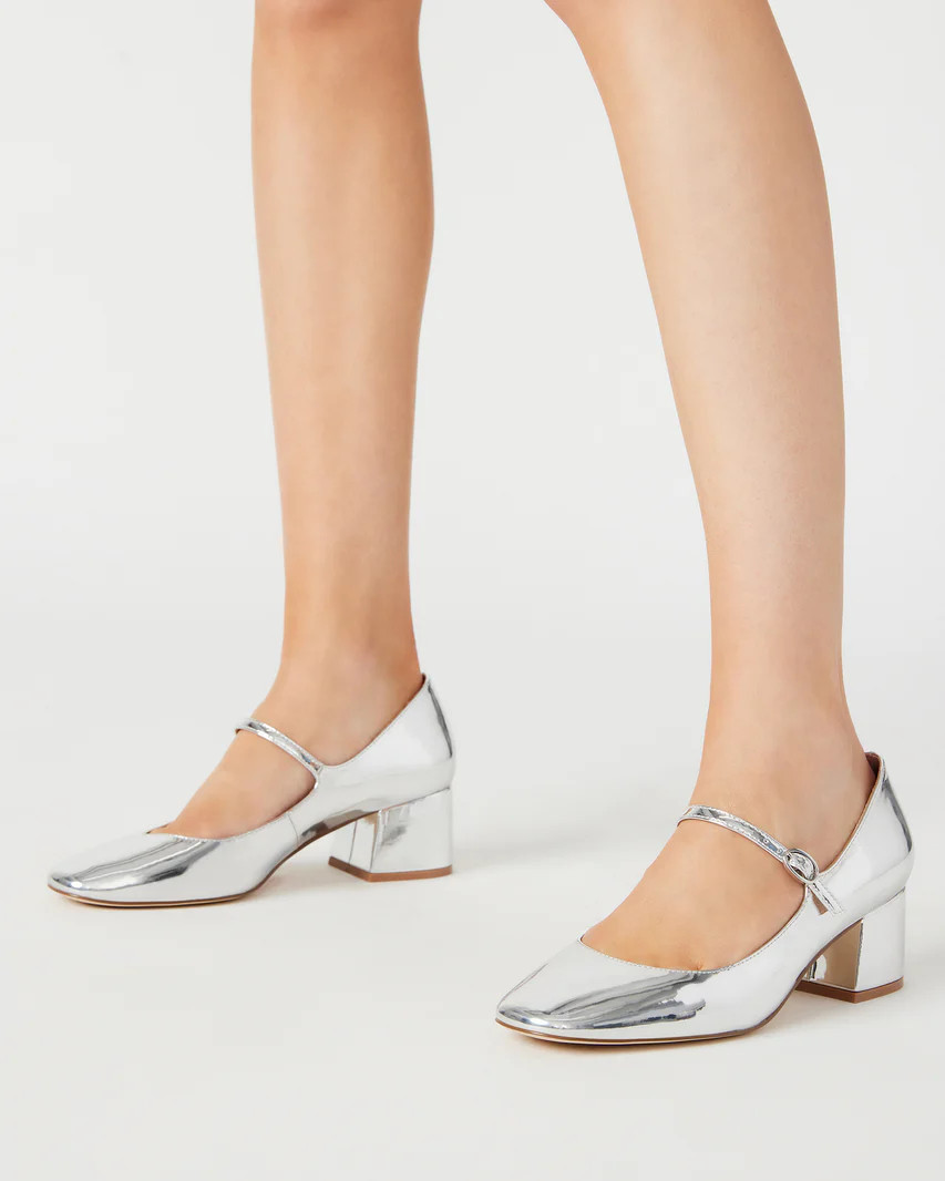 HAWKE Silver Mary Jane Block Heel | Women's Heels | Steve Madden (US)