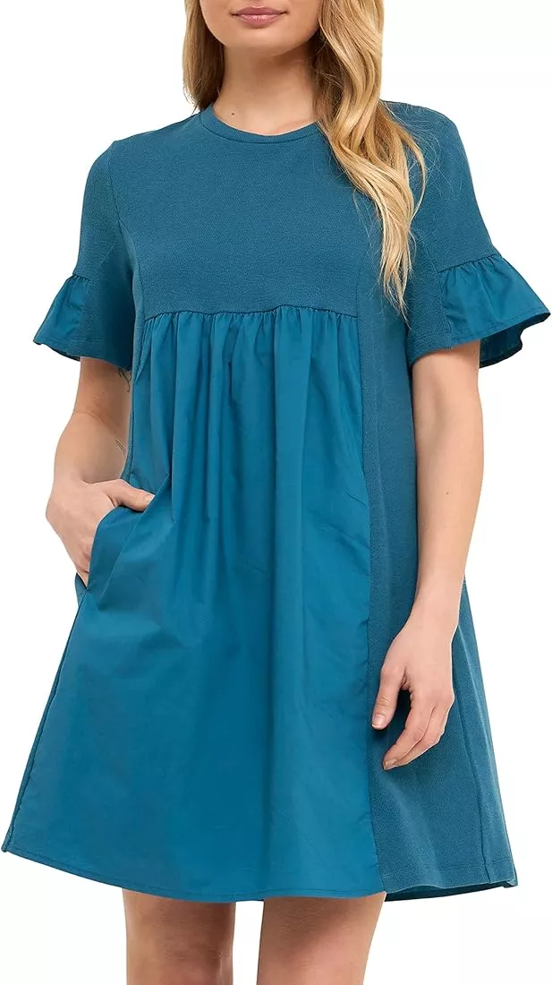 Shirred Sleeve Henley Shift Dress curated on LTK