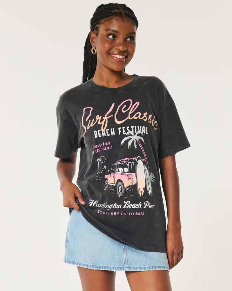 Oversized Surf Classic Beach Festival Graphic Tee | Hollister (US)