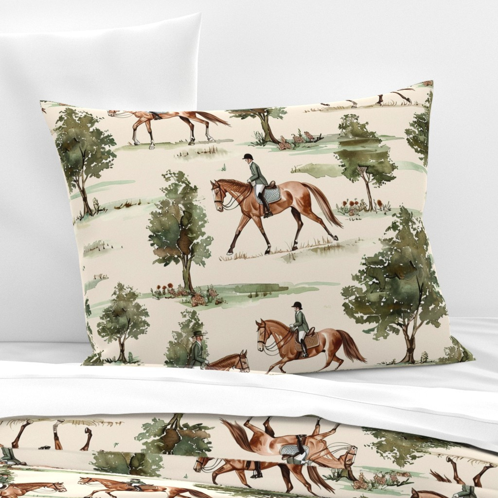 Pillow Sham in Equestrian Inspired Horse Rider Trees Nature Inspired Woodland Wallpaper | Spoonflower